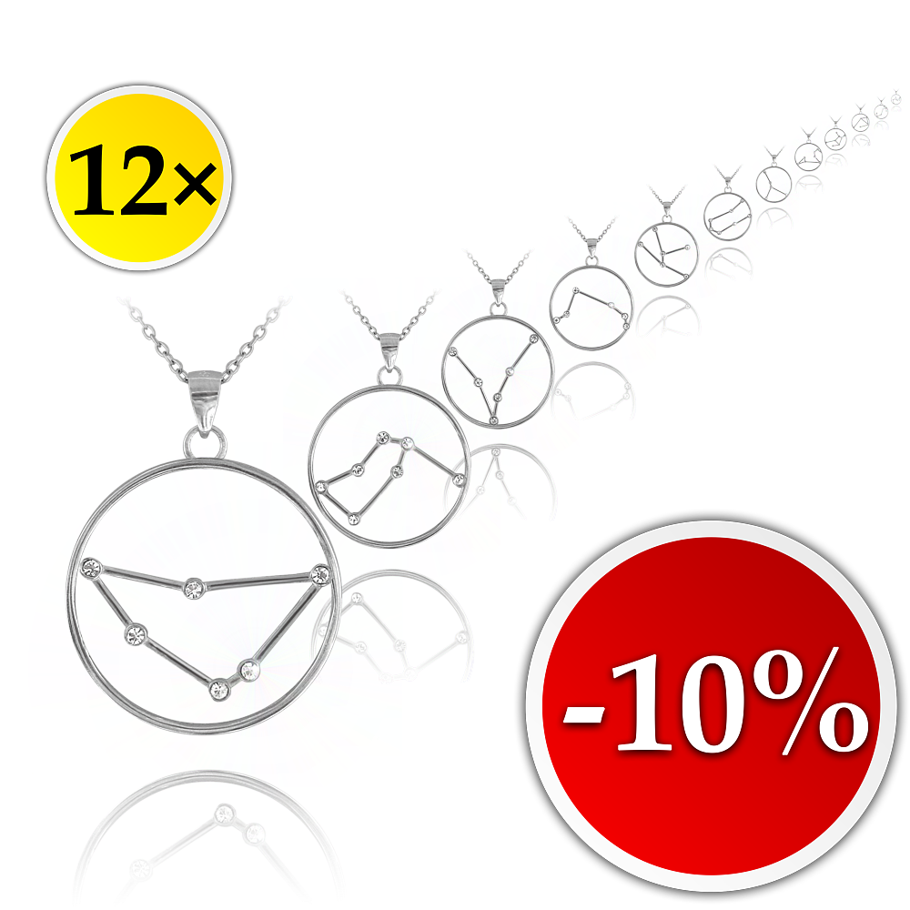 MINET Sada 12 ks náhrdelníků Stars znamení - SLEVA 10%