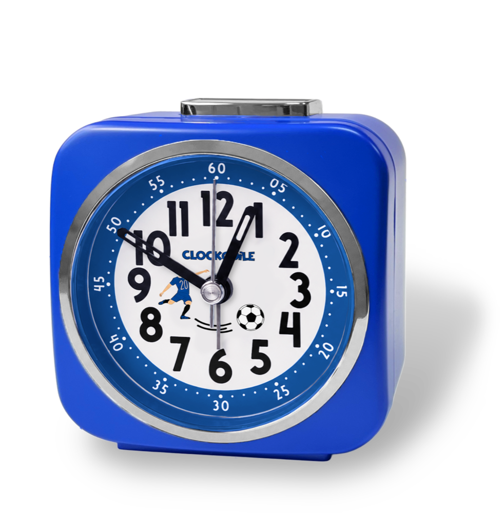 CLOCKODILE Modrý dětský budík FOTBAL - 3 ROKY ZÁRUKA!