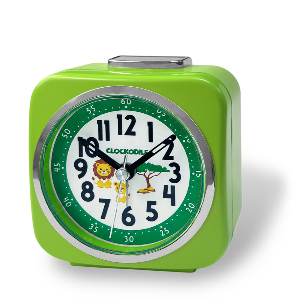 CLOCKODILE Zelený dětský budík LEV A LVÍČE - 3 ROKY ZÁRUKA!