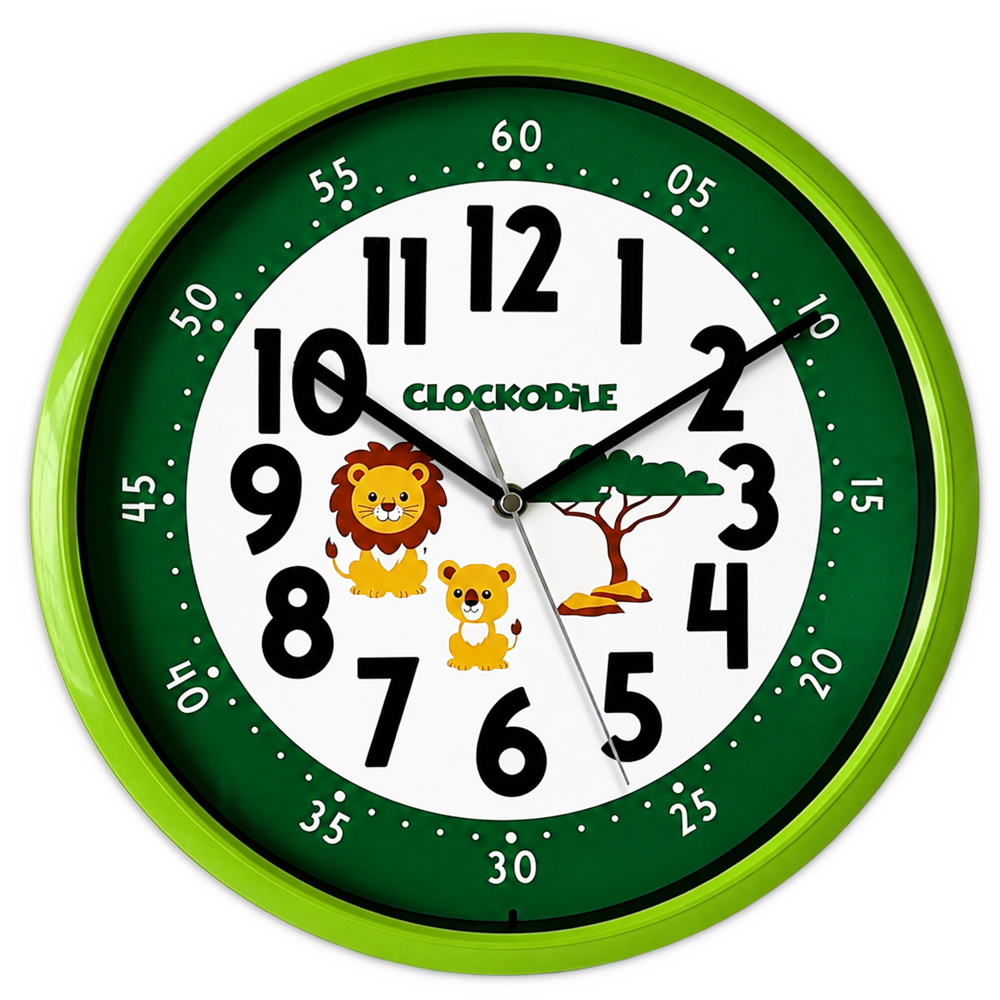 CLOCKODILE Zelené dětské hodiny LEV A LVÍČE - 3 ROKY ZÁRUKA!