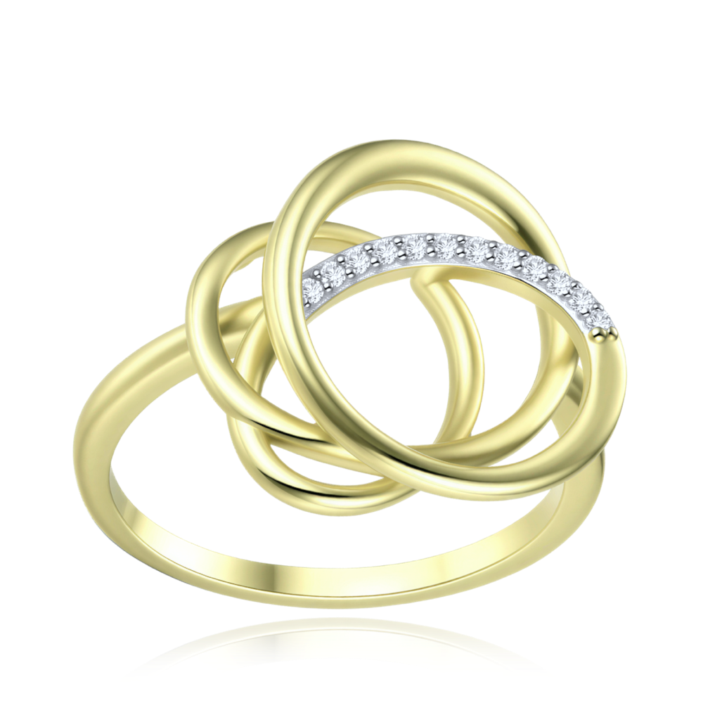 MINET Elegantní pozlacený stříbrný prsten s bílým zirkonem vel. 63 